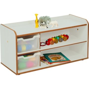 2 Tray Unit with Shelves & Clear Trays Grey