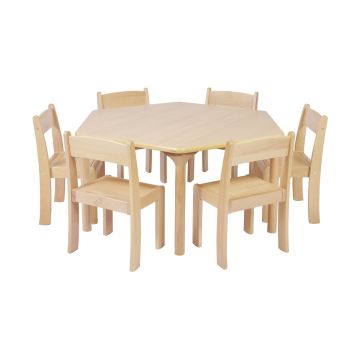 Natural Beechwood Hexagon Tables H530mm