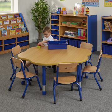 Milan Height Adjustable Flower Table 6 Seater Blue