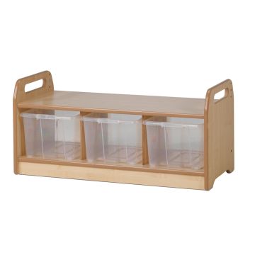 Low Level Storage Bench with 3 Clear Tubs