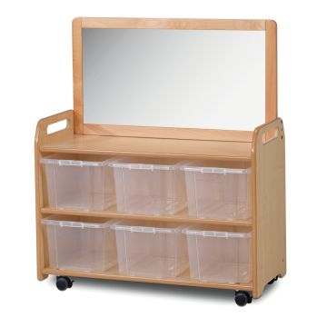 Mobile Unit with Top Mirror Add-on and 6 Clear Tubs