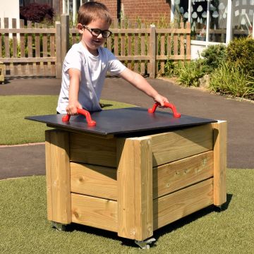 Wooden Wheelie Storage Unit with Chalkboard Lid