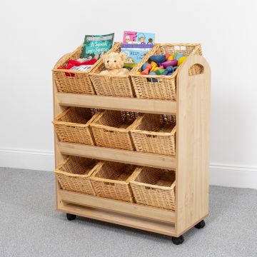 Wild Wood Tilt Tilt Tote Storage Trolley 9 Baskets Maple