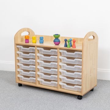 Wild Wood Tray Storage 18 Shallow Clear Trays