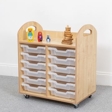 Wild Wood Tray Storage 12 Shallow Clear Trays