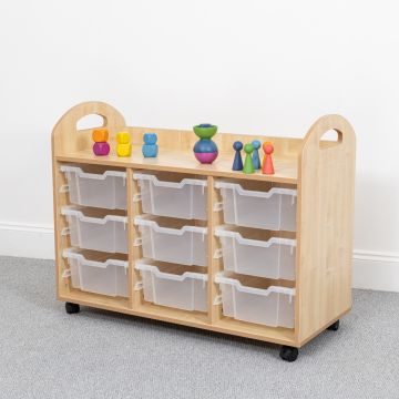 Wild Wood Tray Storage 9 Deep Clear Trays