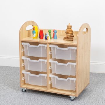 Wild Wood Tray Storage 6 Deep Clear Trays