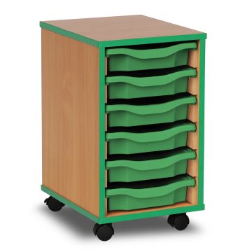 6 Single Coloured Edge Tray Unit Beech Green Trays