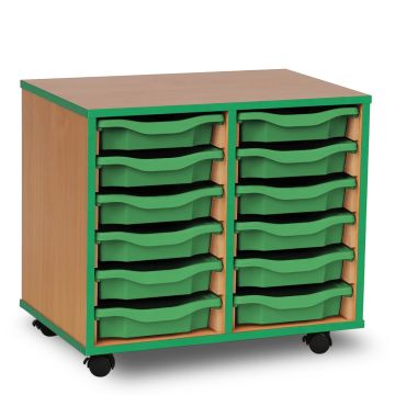 12 Single Coloured EdgeTray Unit Beech Green Trays