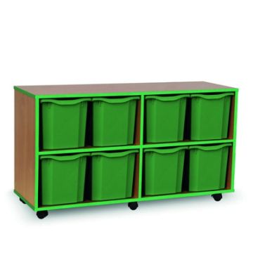 8 Quad Coloured Edge Tray Unit Beech Green Trays