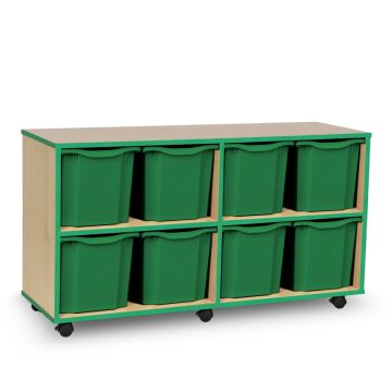 8 Quad Coloured Edge Tray Unit Maple Green Trays