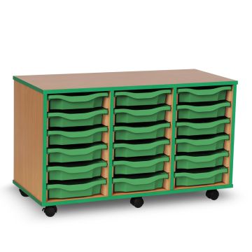 18 Single Tray Unit Beech Green Edge Green Trays
