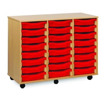 24 Single Tray Unit Beech Red Trays