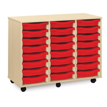 24 Single Tray Unit Maple Red Trays
