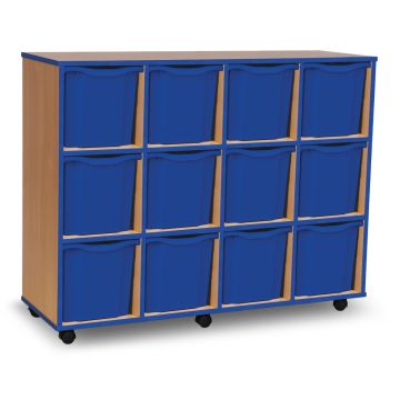 12 Quad Tray Coloured Edge Unit Beech Blue Trays