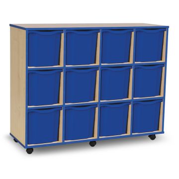 12 Quad Tray Coloured Edge Unit Maple Blue Trays