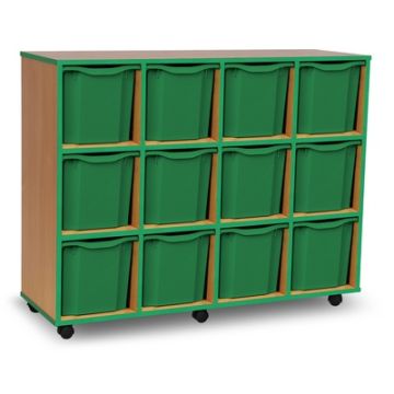 12 Quad Tray Coloured Edge Unit Beech Green Trays