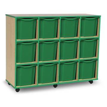 12 Quad Tray Coloured Edge Unit Maple Green Trays