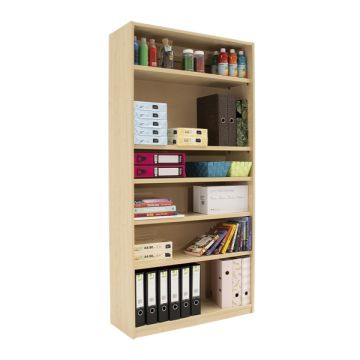 Open Bookcase 1 Fixed 4 Adjustable Shelves Beech
