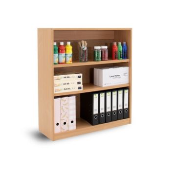 Open Bookcase 1 Fixed 2 Adjustable Shelves H1000mm Beech
