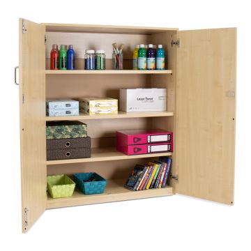 Cupboard 1 Fixed 2 Adjustable Shelves with Doors H1268mm Maple