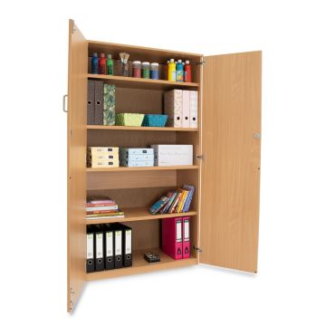 Cupboard 1 Fixed 4 Adjustable Shelves with Lockable Doors H1818mm Beech