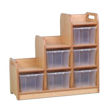 Stepped Storage Right Hand Unit with Clear Tubs