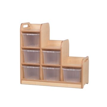 Stepped Storage Left Hand Unit with Clear Tubs