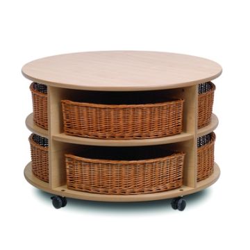 Double Tier Mobile Circular Storage Unit with Baskets
