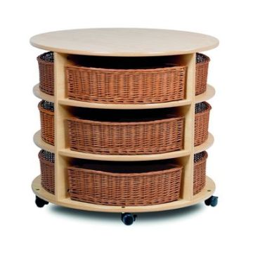Triple Tier Mobile Circular Storage with Baskets