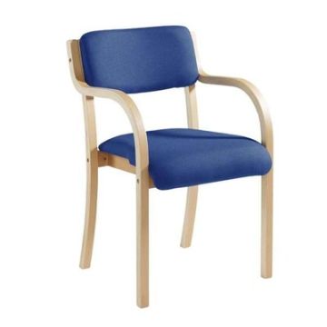 Wood Frame Stack Chair with arms Blue
