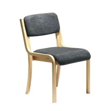Wood Frame Stack Chair No Arms Charcoal