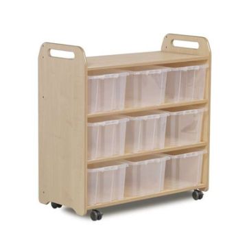 Mobile Shelf with Mirror Back and 9 Clear Tubs