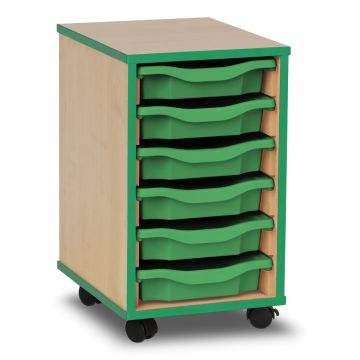 6 Single Coloured Edge Tray Unit Maple Green Trays