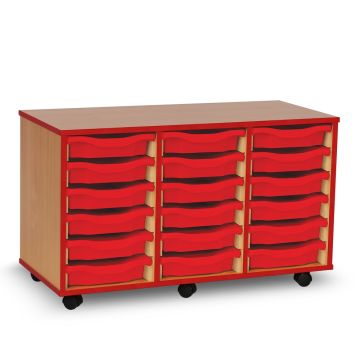 18 Single Tray Unit Beech Red Edge Red Trays