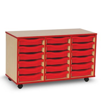 18 Single Coloured Edge Tray Unit Maple Red Trays