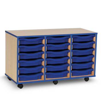 18 Single Tray Unit Maple Blue Edge Blue Trays