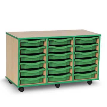 18 Single Tray Unit Maple Green Edge Green Trays