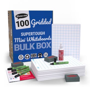 A4 Show-me Supertough Gridded Whiteboards Bulk Box 100 Sets