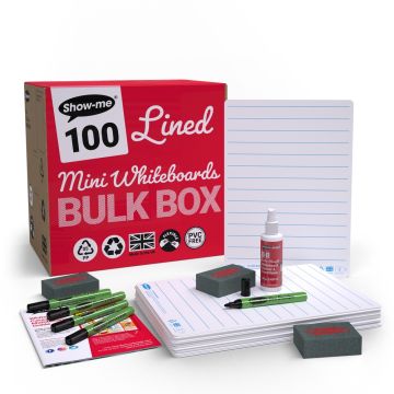 A4 Show-me Lined Whiteboards Bulk Box 100 Sets