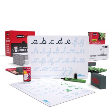 A4 Show-me Cursive Letter Formation Whiteboards Bulk Box 100 Sets