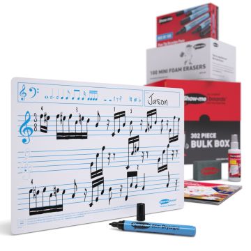 A4 Show-me Music Ruled Whiteboards Bulk Box 100 Sets