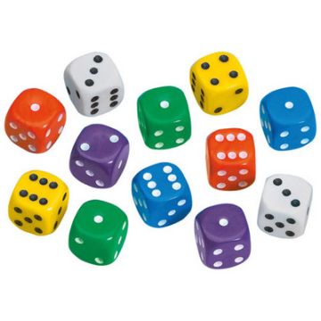 Coloured Dot Dice Pack 12