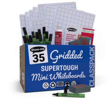 A4 Show-me Supertough Gridded Whiteboards Classpack 35 Sets