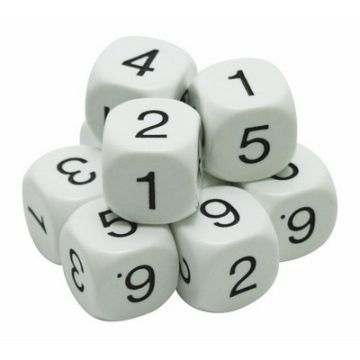 Number Dice Numbered 1-6 White/Black Pack 10