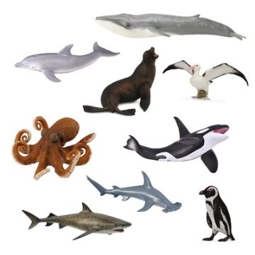 Plastic Ocean Animals Pack of 9