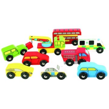 Wooden Vehicles Pack of 9