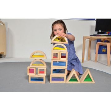 Wooden Rainbow Sensory Blocks Pack of 16