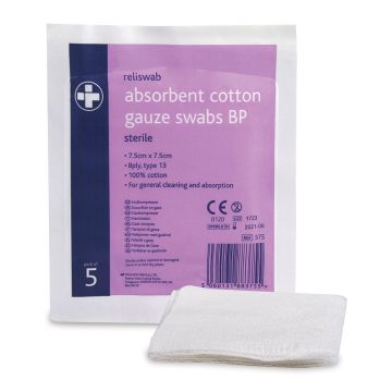 7.5 x 7.5cm Sterile Gauze Swabs Pack of 20 x 5