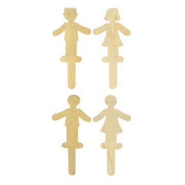 Wooden Jumbo People Sticks Natural Pack of 12